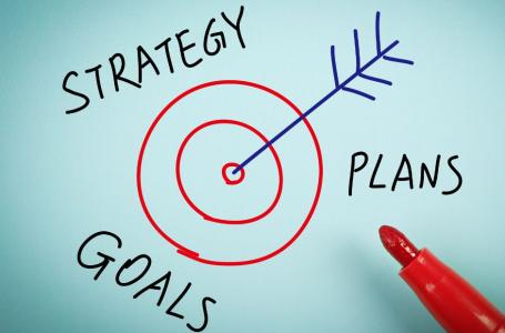 Strategy goals and plans with arrow