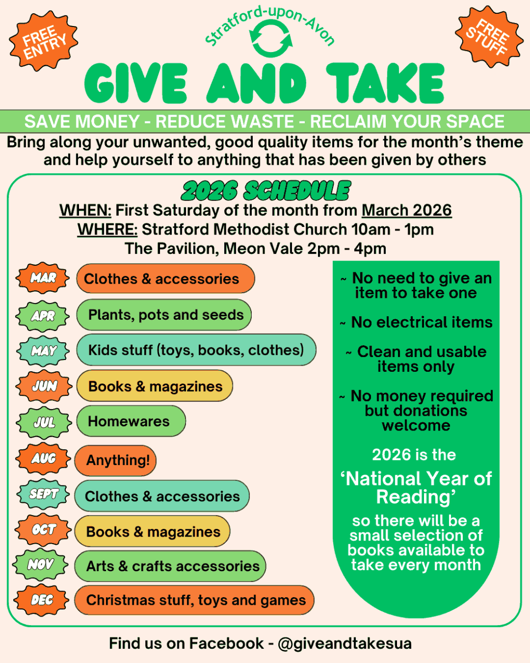 Give and Take schedule