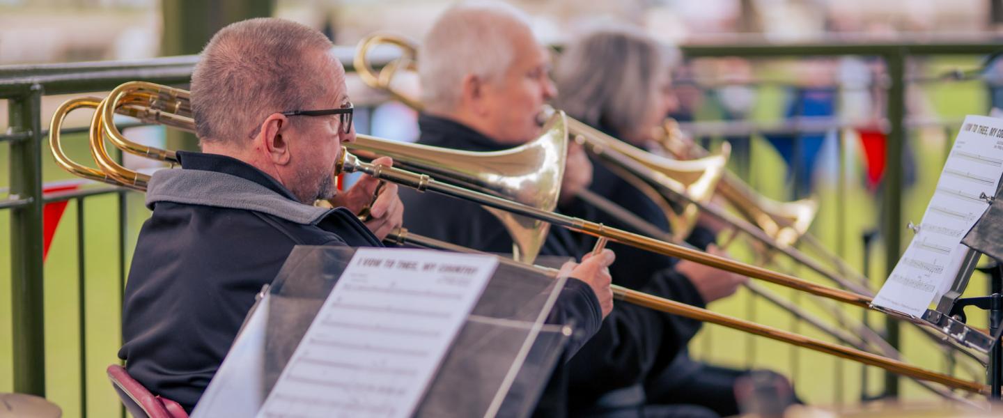 Brass band performing on Bandstans