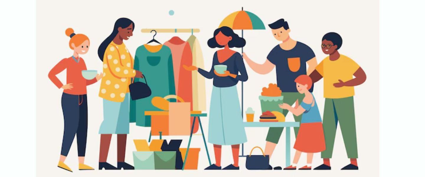 group of people attending a Community Sale and Swap